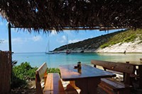 Beach view from Kod Jakse restaurant in Porat bay, Bisevo island