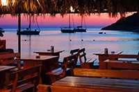 Beautiful sunset time, beach restaurant Kod Jakse, Bisevo island