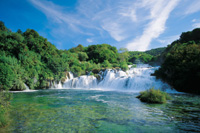 Krka waterfalls, attraction in Dalmatia, Adriatic sea