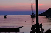 Quiet sunset at secluded bay Porat in Mid of Adriatic, Kod Jakse restaurant