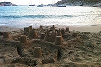 Sand art in front of beach restaurant Kod Jakse, Bisevo, very close to Blue cave