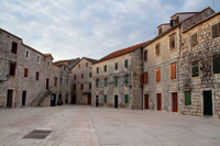 Stari Grad: stone houses on stone square, everything is maded from the stone