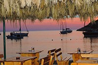 Sailboats at Porat bay, quiet and secluded bay in Midd of Adriatic