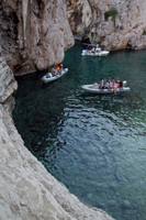 Ilirio's Hvar tours: our RIB boats in Stiniva bay on Vis Island in Croatia