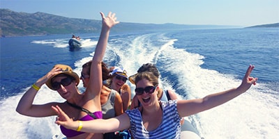 Hilarious guests, Ilirio's Three Caves Tour starting from Split or Hvar town